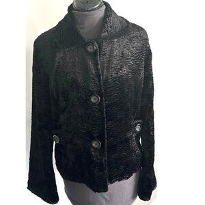 Lana Lee Vintage Black Faux Karakul Fur Coat Sz 10